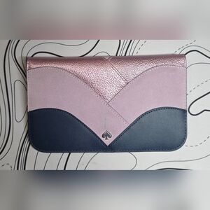 Kate Spade Metallic Pink and Navy Clutch Wallet